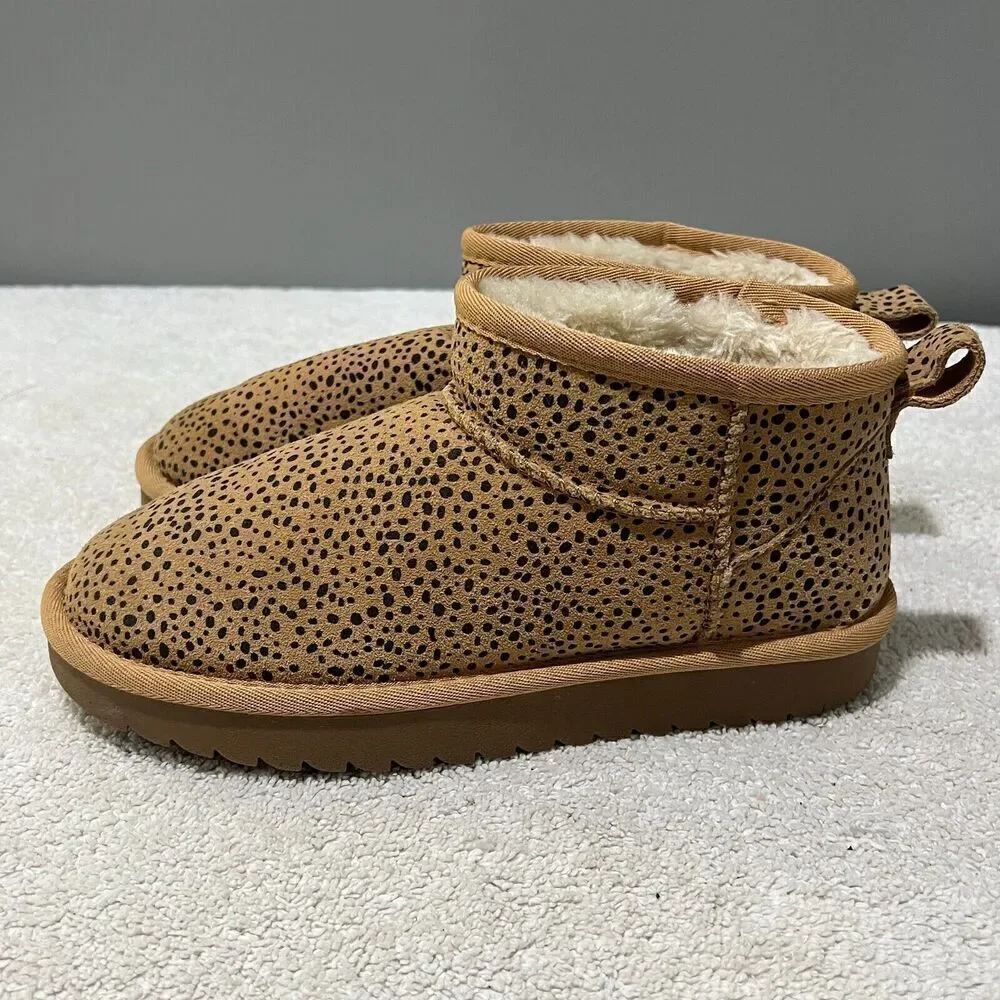 Cushionaire Womens Hipster Cozy Ankle Slip On Boot 6.5 Cheetah Winter Comfort